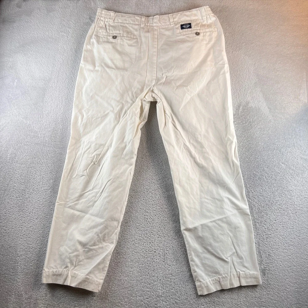 Vintage Dockers Levi Strauss Pleated Chino Canvas Pants Cream Mens 35x28 90s